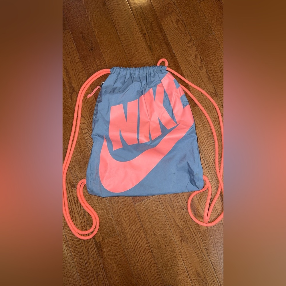 Nike Coral and Slate Drawstring Bag